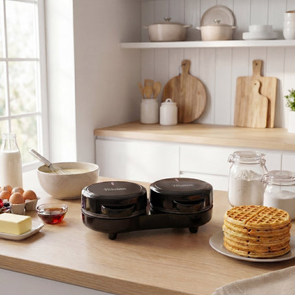 Mini Belgian Waffle Maker 1100W for 2 Waffles at a Time, Non-Stick, PFAS Free