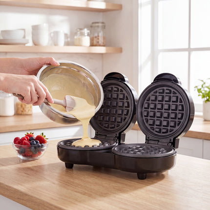 Mini Belgian Waffle Maker 1100W for 2 Waffles at a Time, Non-Stick, PFAS Free