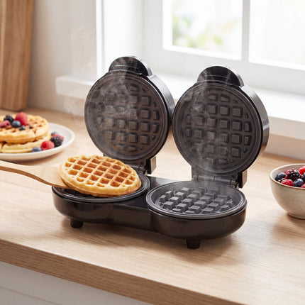 Mini Belgian Waffle Maker 1100W for 2 Waffles at a Time, Non-Stick, PFAS Free