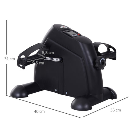Mini Bike Pedal Trainer, LCD Display, Cast Iron, Black