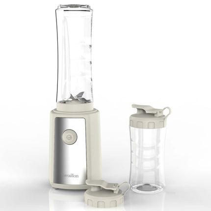 Mini Blender 300W – 2 Tritan Bottles, Cream & Steel