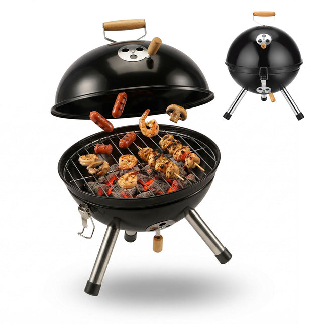 Mini Charcoal Kettle Grill, Black, 30 cm Steel