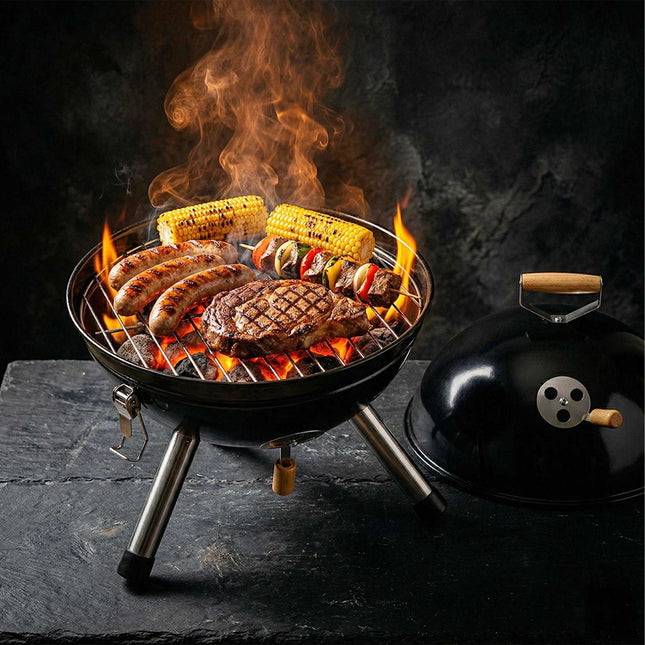 Mini Charcoal Kettle Grill, Black, 30 cm Steel