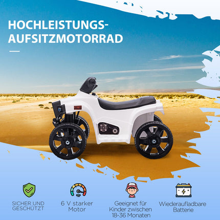 Children's Electric ATV - Mini Quad with Headlight, Black/White