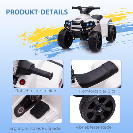 Children's Electric ATV - Mini Quad with Headlight, Black/White