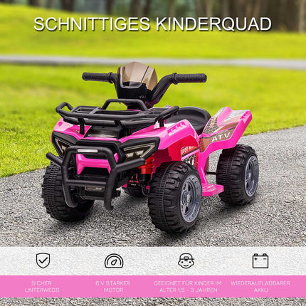 Electric Mini Quad ATV for Kids, LED Lights, Pink