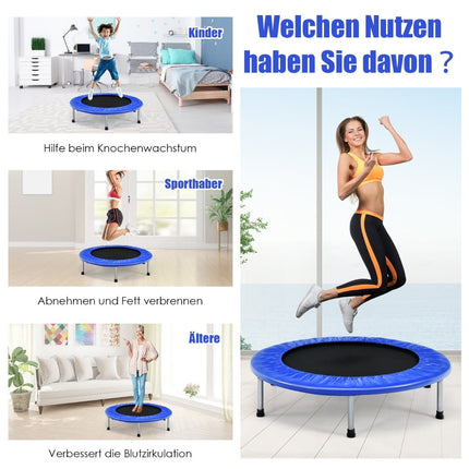Mini Fitness Trampoline, 97 cm, Foldable, Blue, 150 kg Capacity