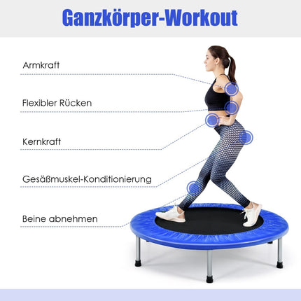 Mini Fitness Trampoline, 97 cm, Foldable, Blue, 150 kg Capacity