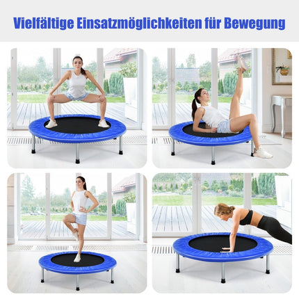 Mini Fitness Trampoline, 97 cm, Foldable, Blue, 150 kg Capacity