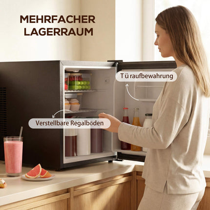 Mini Fridge 44L, Adjustable Thermostat, Black