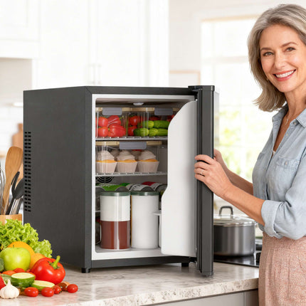 Mini Fridge 44L, Adjustable Thermostat, Black