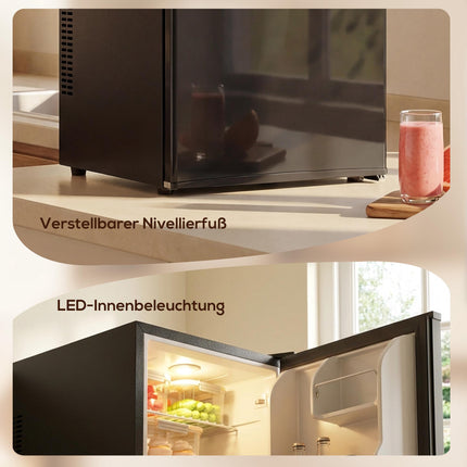 Mini Fridge 44L, Adjustable Thermostat, Black