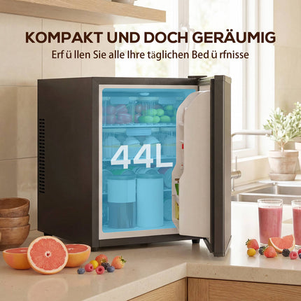Mini Fridge 44L, Adjustable Thermostat, Black