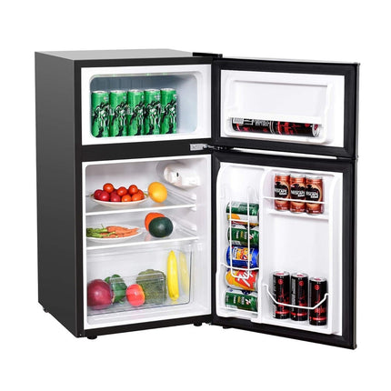 Mini Fridge Freezer 90L, 2-Door, Black, Reversible