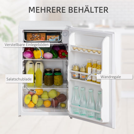 Mini Fridge with Freezer, 91L Capacity, Quiet, White