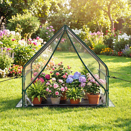 Mini Greenhouse with Metal Frame and Waterproof Mat