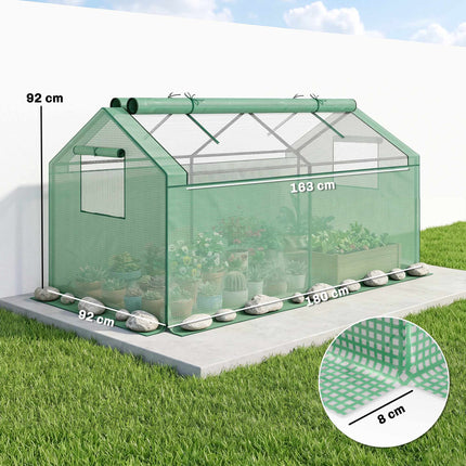 Mini Greenhouse with Weatherproof PE Cover, 180 x 92 x 92 cm