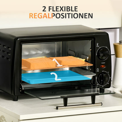 10L Mini Electric Oven, 750W, Timer, 230°C, Black
