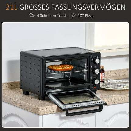 Mini oven 21L – 3 positions, 100°C-230°C, black/silver