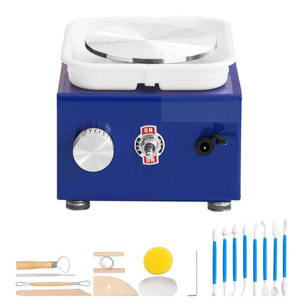 Mini Pottery Wheel 30W, Dual Turntables, Tools Apron