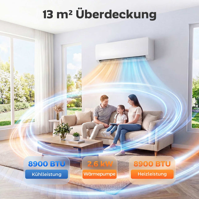 Mini Split AC Heat Pump, 9000 BTU WiFi Inverter Kit
