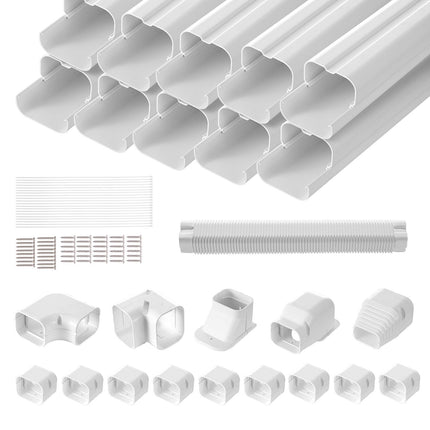 Mini Split Line Set Cover 5.4m, PVC 75x60mm White