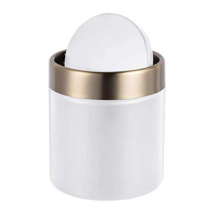 Mini Table Bin, 1.5L, White Metal Swing Lid