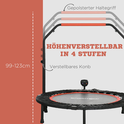 Fitness Mini trampoline, 102 cm, adjustable handle, 100 kg capacity