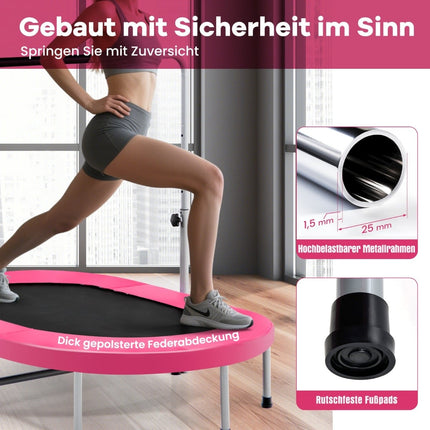 Mini Trampoline with Adjustable Handle, 2-Person, Pink