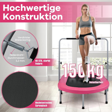 Mini Trampoline with Adjustable Handle, 2-Person, Pink