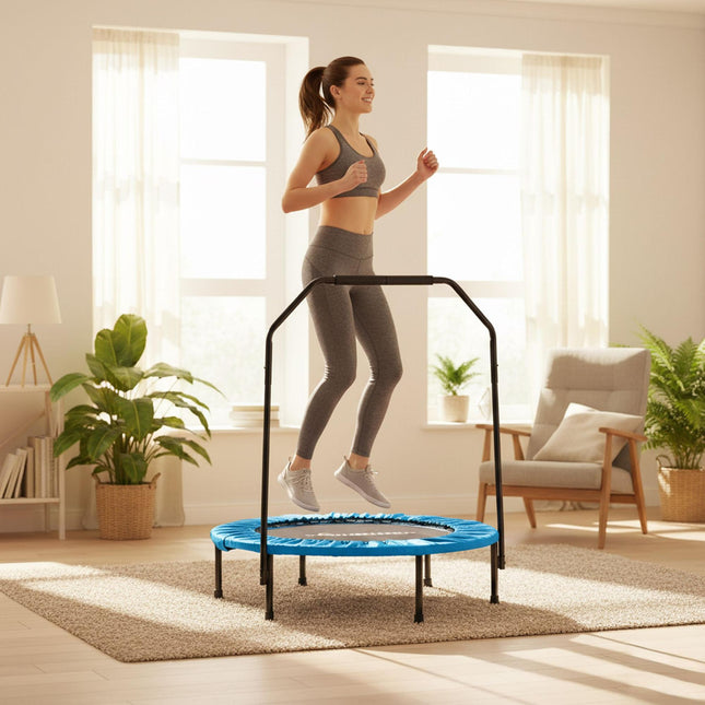 Mini Trampoline with Safety Bar, 102 cm Diameter