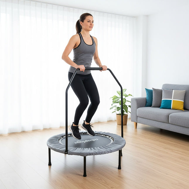 Mini Trampoline with Safety Bar, 102 cm Diameter