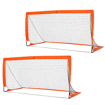 Mini folding soccer goals, metal and Oxford cloth, set of 2