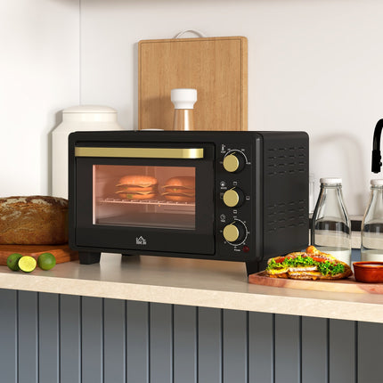 16L Mini Oven, 1400W, Grill & Baking Tray, Black