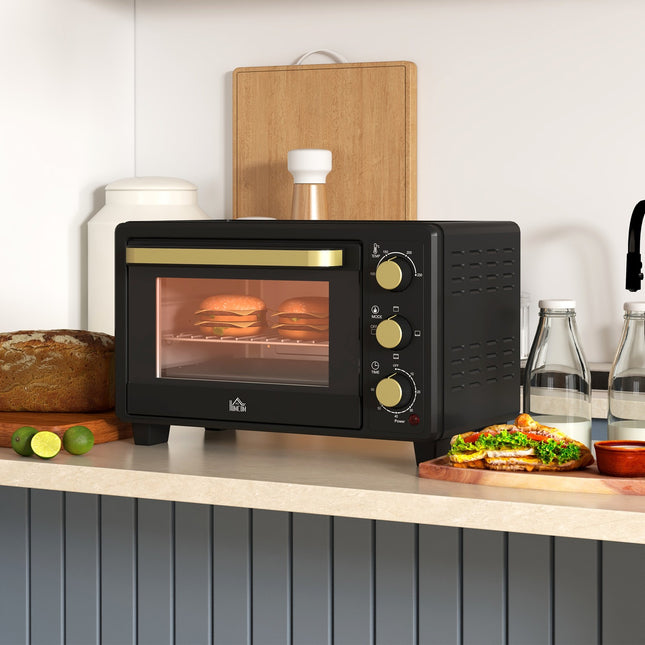 16L Mini Oven, 1400W, Grill & Baking Tray, Black