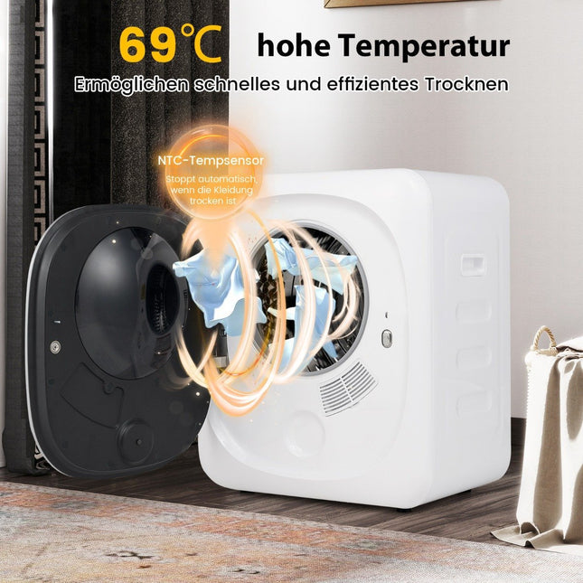 Mini tumble dryer 2.5KG with 5 programs up to 69℃ exhaust dryer 800W
