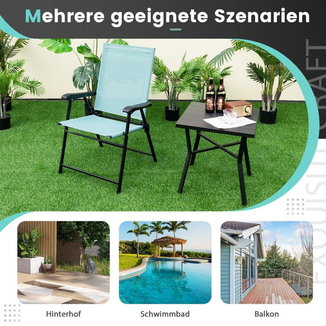 Mint Green Folding Patio Chairs Set of 2 – 65x60x93 cm