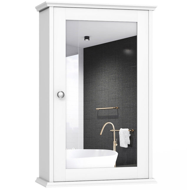 Mirror Bathroom Cabinet Wall Cabinet Storage Cabinet with Single 34 x 15 x 53 cm White