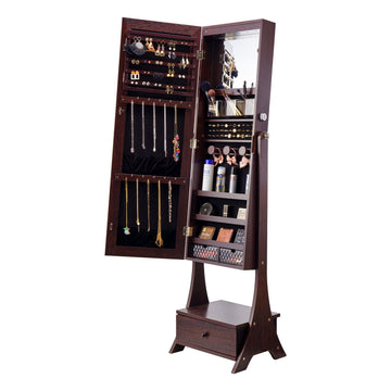 Mirror Jewelry Cabinet With Lock, LED, Full-Length Mirror