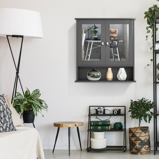 Mirror cabinet bathroom cabinet wall cabinet 56.5 x 13.5 x 58.5 cm gray