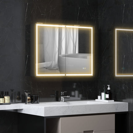 Bathroom mirror cabinet with LED, Anti-Fog, Adjustable Shelf