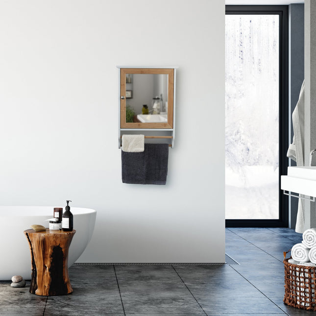Mirror cabinet with towel holder