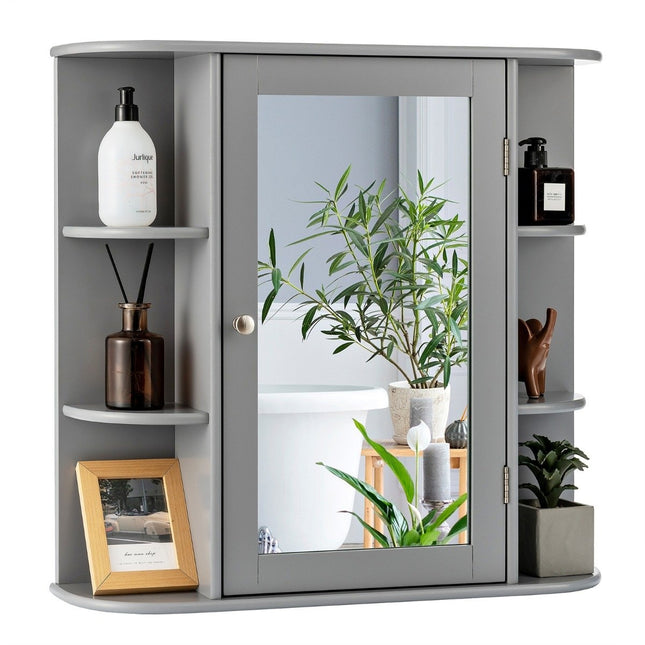 Mirrored bathroom cabinet wooden wall cabinet for bathroom 66 x 16.7 x 63 cm gray