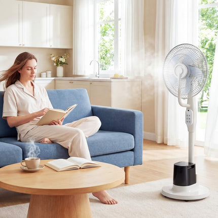 Misting Pedestal Fan, 70 Oscillation, 3.5L Tank, White