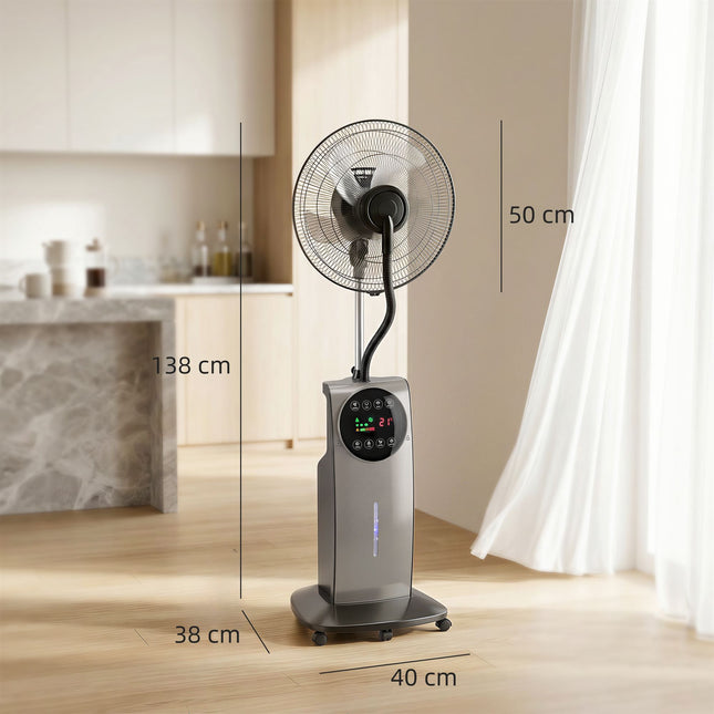 Misting Pedestal Fan with Remote, 3 Speeds, 3.1L Tank