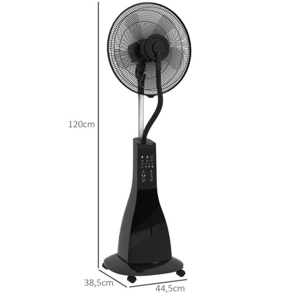Misting Pedestal Fan with Remote, Black, 3L Tank