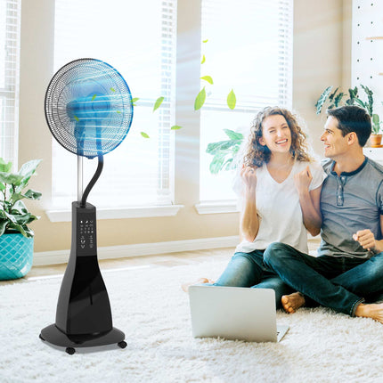Misting Pedestal Fan with Remote, Black, 3L Tank