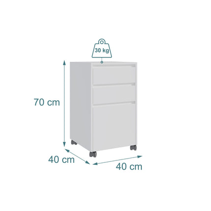 Mobile 3-Drawer Cabinet with Hanging File System