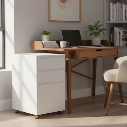 Mobile 3-Drawer Cabinet with Hanging File System