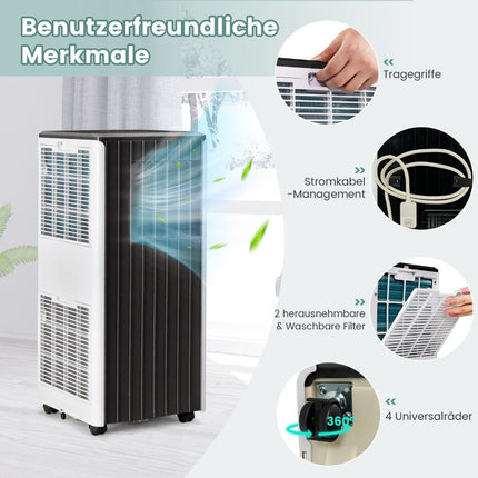 Mobile Air Conditioner 4-in-1 Air Conditioner Cooling & Fan & Dehumidification & Sleep Mode Remote Control 31 x 32 x 71.5 cm White